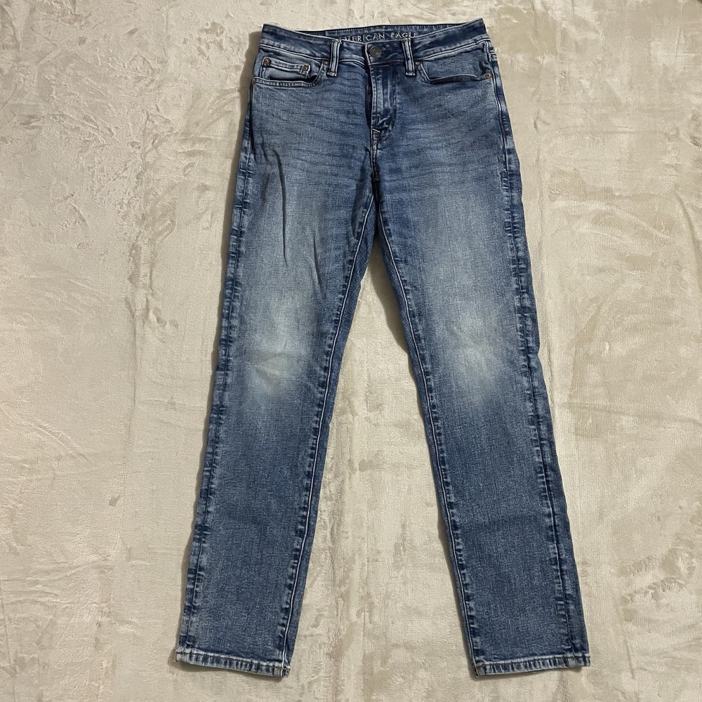 American Eagle Jeans Mens Size 28x30‎ Airflex Slim Straight Leg Blue Denim